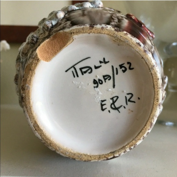 Fratelli Fanciullacci Mid Century Italy Vase Cake aiding Deip Glaze Brown/Maroon - Picture 6 of 6